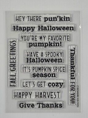Hero Arts Halloween & Fall Sentiment Polymer 4x3 Stamp Set